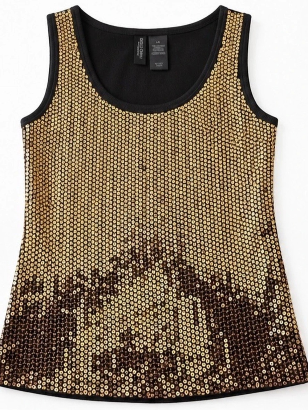 Bisou Gold and Black Sequin Tank Top Size Large